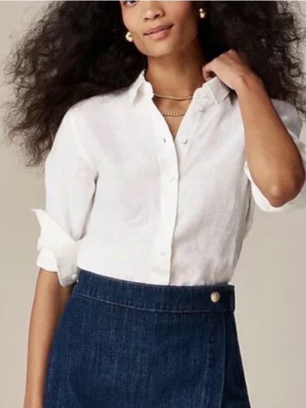NWT! J. Crew White Linen Slim Button-Up Linen Shirt 6 Tall - Picture 8 of 8